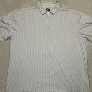 FootJoy White Polo with Blue Strips Classic Knit: Size 2XL